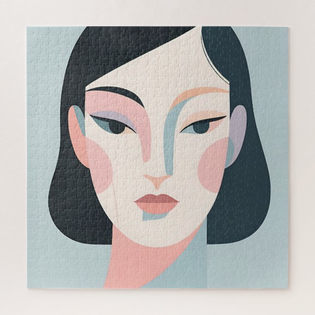 Quebra-cabeça Abstract Geometric Woman Portrait Minimalist (Vertical)