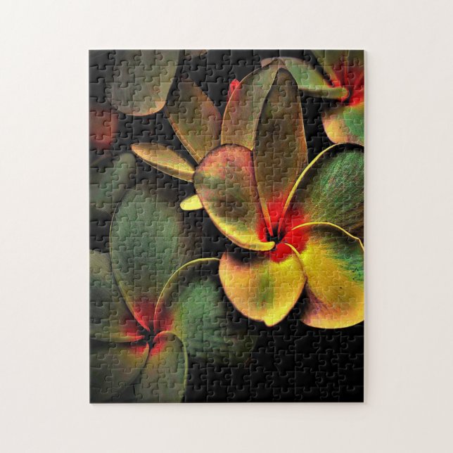 Quebra-cabeça Abstract Green Yellow Red Fractal Art Flower (Vertical)