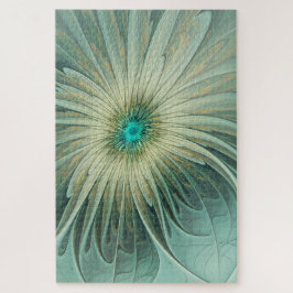 Quebra-cabeça Abstract Sage Green Fantasy Flower Fractal Art