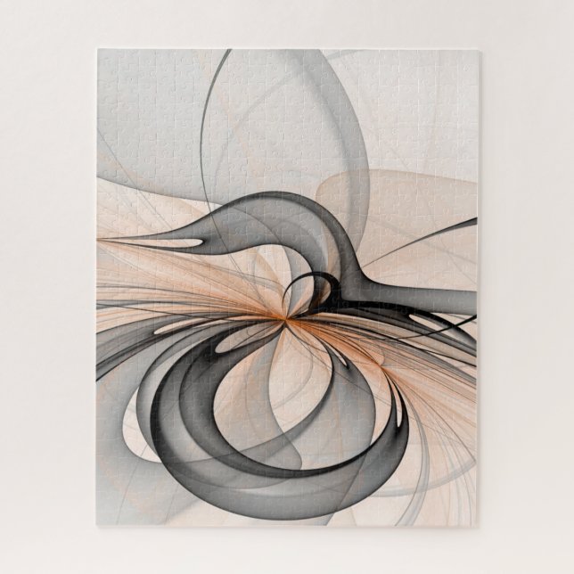 Quebra-cabeça Abstrato Anthracite Cinza Siena Moderna Arte Fract (Vertical)