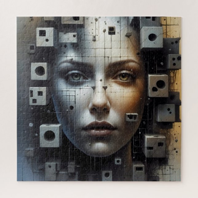 Quebra-cabeça Abstrato Art Matrix Girl (Vertical)