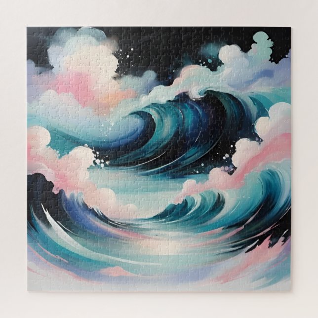 Quebra-cabeça Abstrato arte com ondas oceânicas (Vertical)