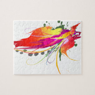 Quebra-cabeça Abstrato Bird of Paradise Paint Splatters