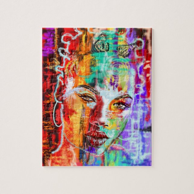 Quebra-cabeça Abstrato Bonito Lady Art - (Vertical)