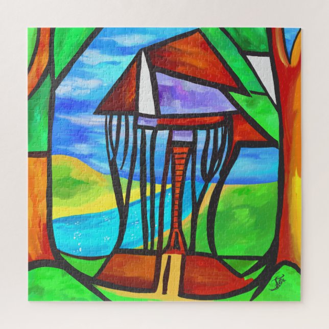 Quebra-cabeça Abstrato - Cabana na floresta (Vertical)