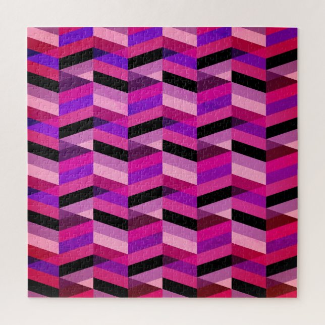 Quebra-cabeça Abstrato Chevron/Herringbone | Rúpias e Violetas (Vertical)