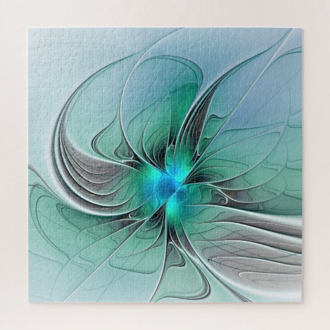 Quebra-cabeça Abstrato com Arte Fractal Azul, Moderna (Vertical)