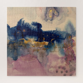 Quebra-cabeça abstrato com azul e rosa