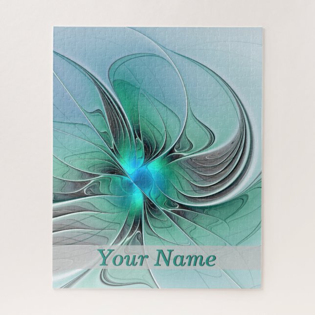 Quebra-cabeça Abstrato com o nome de arte frontal azul, moderno (Vertical)