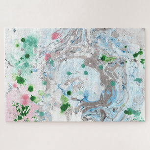 Quebra-cabeça Abstrato cor-de-rosa azul moderno Modelo branco ve