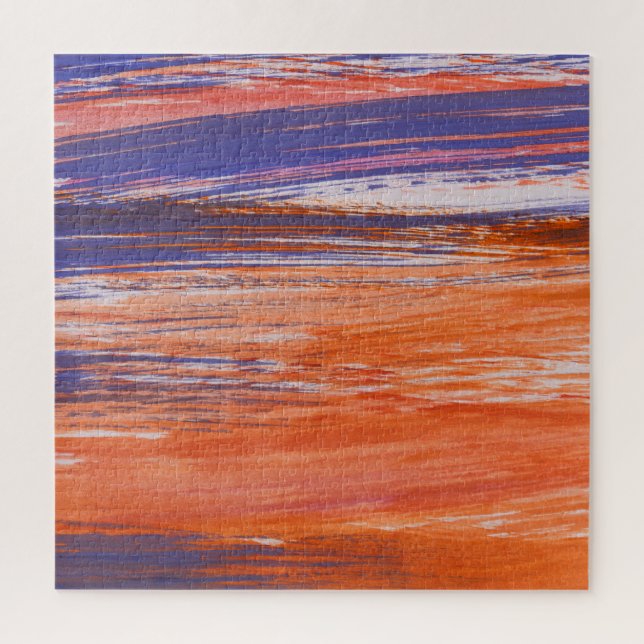 Quebra-cabeça Abstrato de Aquarela: Mistura Azul Laranja (Vertical)