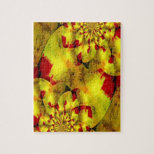 Quebra-cabeça Abstrato de Arte Geométrica Vermelha Amarela (Vertical)