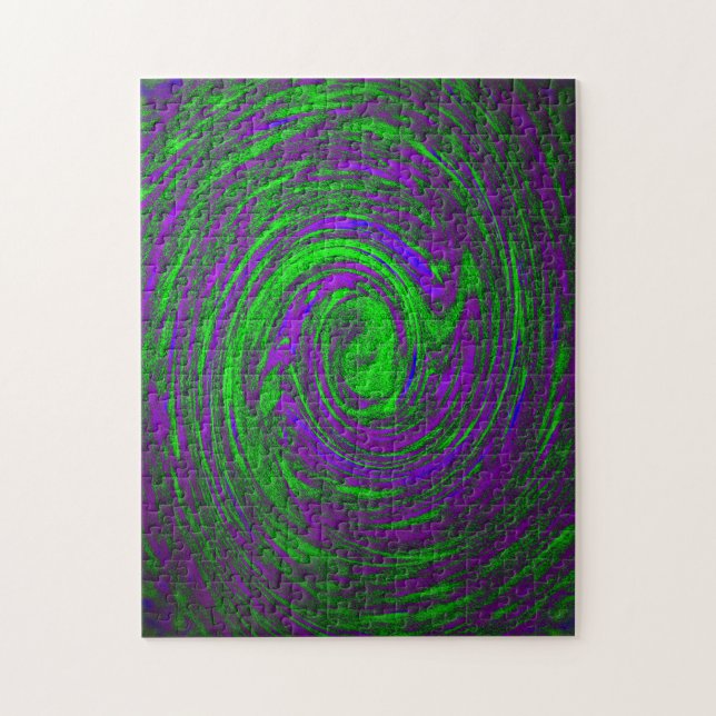 Quebra-cabeça Abstrato de Arte Verde Roxa Cobrindo Com Isolament (Vertical)