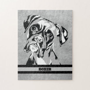 Quebra-cabeça Abstrato De Cachorro De Arte Preta E Branca