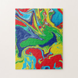 Quebra-cabeça Abstrato de cor azul amarelo-vermelho moderno
