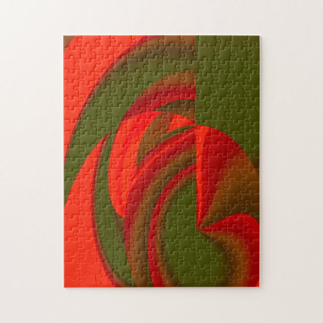 Quebra-cabeça Abstrato de Cubist Vermelho e Verde (Vertical)