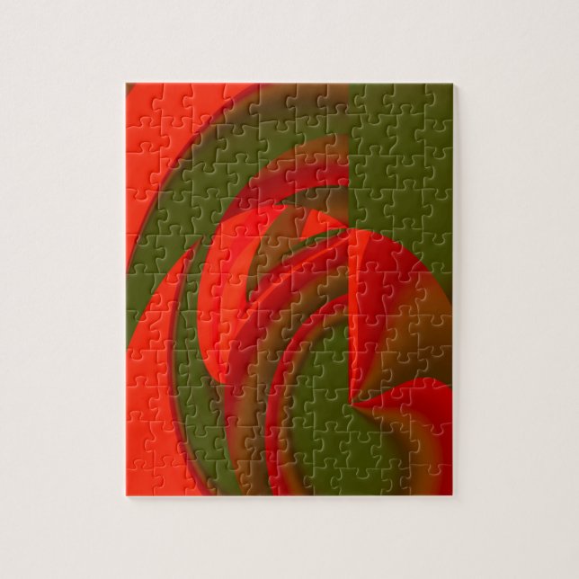 Quebra-cabeça Abstrato de Cubist Vermelho e Verde (Vertical)