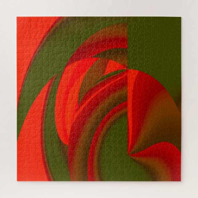 Quebra-cabeça Abstrato de Cubist Vermelho e Verde (Vertical)