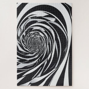 Quebra-cabeça Abstrato de espiral de ilusão óptica branca e pret