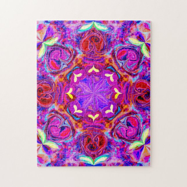 Quebra-cabeça Abstrato de Flor em Forma de Coração (Vertical)