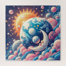 Quebra-cabeça Abstrato de Sol e Lua