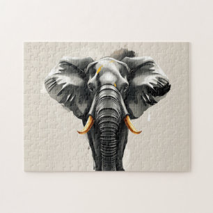 Quebra-cabeça Abstrato Elefante com presas Douradas em Tonelada