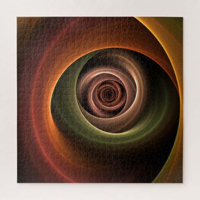 Quebra-cabeça abstrato espiral 3D Cores quentes quentes Arte Fra (Vertical)