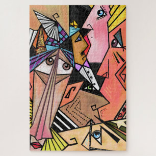 Quebra-cabeça Abstrato Faces - Moods - Pintura em Retrato Cubism