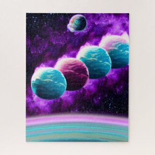 Quebra-cabeça Abstrato Fantástico Roxo e Universo Aqua