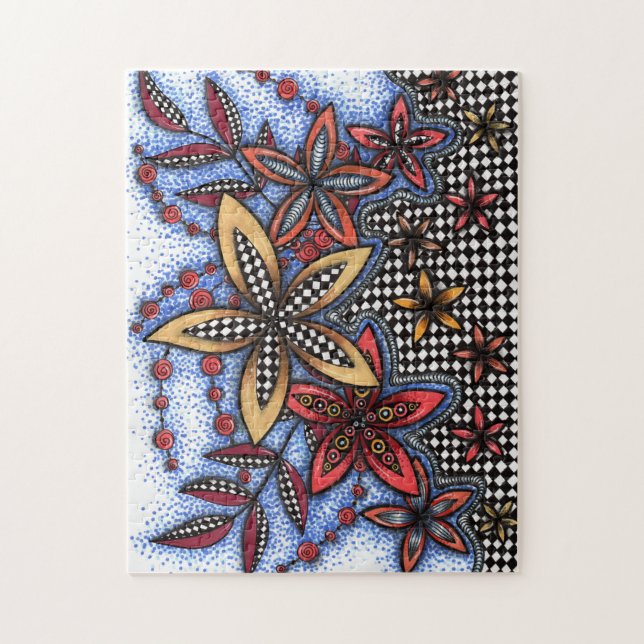 Quebra-cabeça Abstrato Floral Doodle (Vertical)