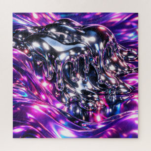 Quebra-cabeça Abstrato Líquido Roxo Cromo