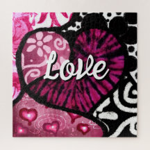 Abstrato Love Heart Pink Floral Bolinhas Pretas