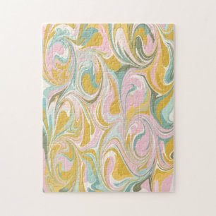 Quebra-cabeça Abstrato Marble Bonito em Rosa Terrestre e Dourado