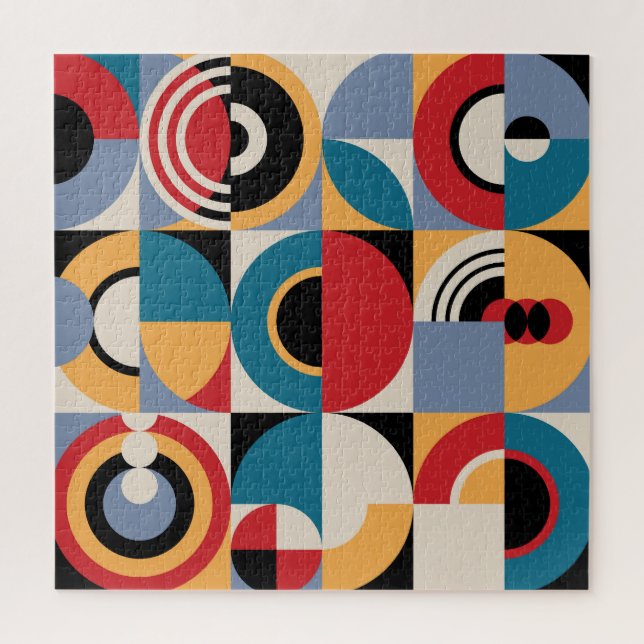 Quebra-cabeça Abstrato Memphis: Estilo de Vintagem Geométrico. (Vertical)
