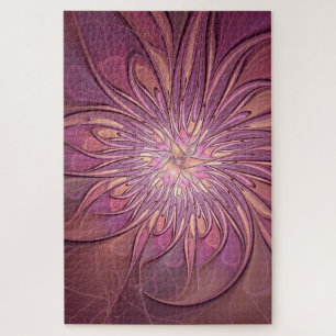 Quebra-cabeça Abstrato Modern Floral Arte Fractal Cores de Berry