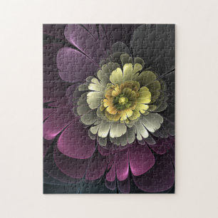 Quebra-cabeça Abstrato Modern Purpur Khaki Cinza Flor Fractal