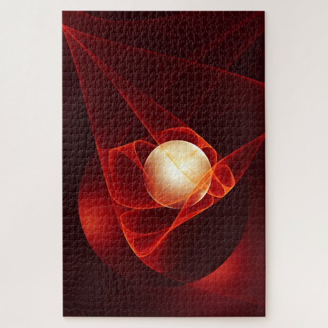 Quebra-cabeça Abstrato Modern Red Cream Fantasy Arte Fractal (Vertical)