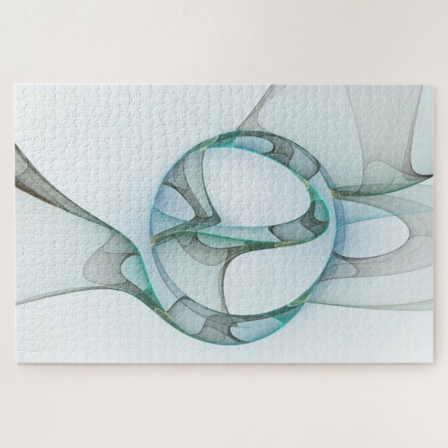 Quebra-cabeça Abstrato moderna Cinza azul-turquesa (Horizontal)