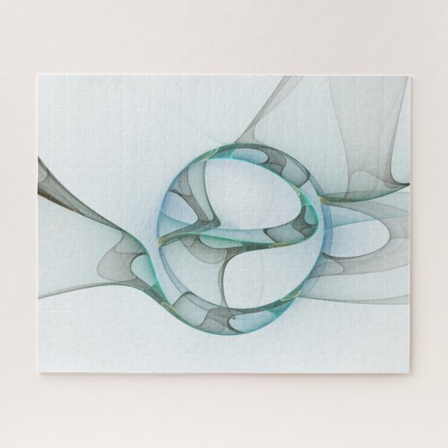 Quebra-cabeça Abstrato moderna Cinza azul-turquesa (Horizontal)