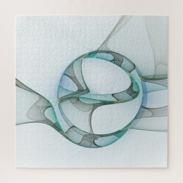 Quebra-cabeça Abstrato moderna Cinza azul-turquesa (Vertical)