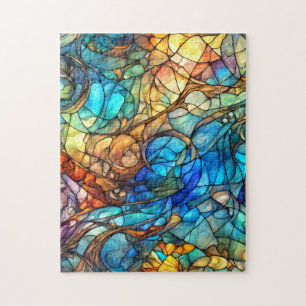 Quebra-cabeça Abstrato Multicolorido 77 estilo Vidro Fosco