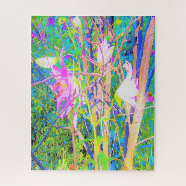 Quebra-cabeça Abstrato Oriental Lily no Meu Jardim Rubio (Vertical)