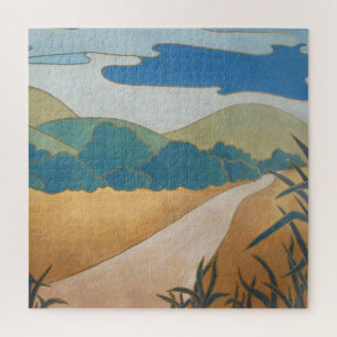 Quebra-cabeça abstrato paisagem de arte contemporânea quebra-ca