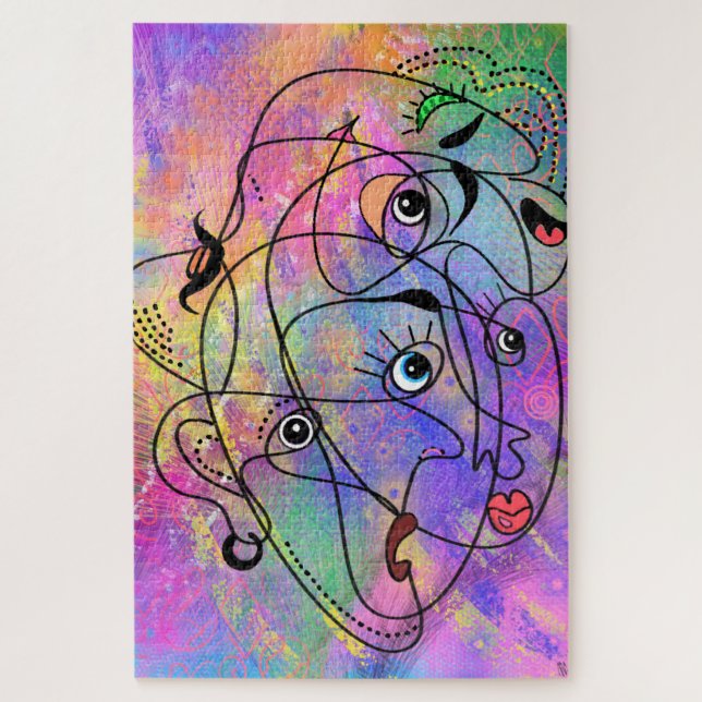 Quebra-cabeça Abstrato Pessoas Face Moods - Desenho De Estilo De (Vertical)