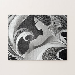 Quebra-cabeça Abstrato preto e branco rodopia da beleza moderna