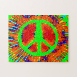 Quebra-cabeça Abstrato Psicodélico - Sinal de Paz Tie-Dye