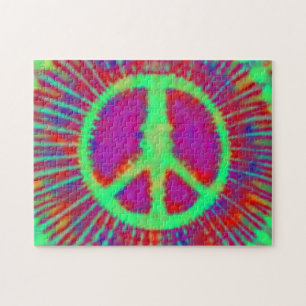 Quebra-cabeça Abstrato Psicodélico - Sinal de Paz Tie-Dye