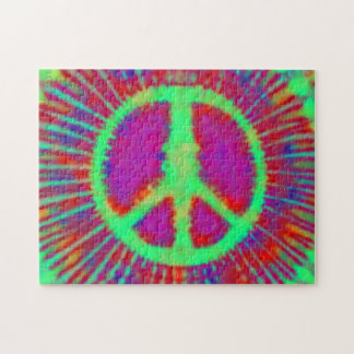 Quebra-cabeça Abstrato Psicodélico - Sinal de Paz Tie-Dye