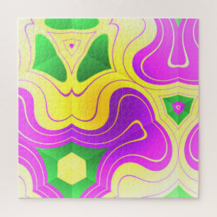 Quebra-cabeça Abstrato Psychedelic Amarelo Mauve e Padrão Verde