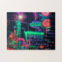 Abstrato Purple Green Neon Lights Medley